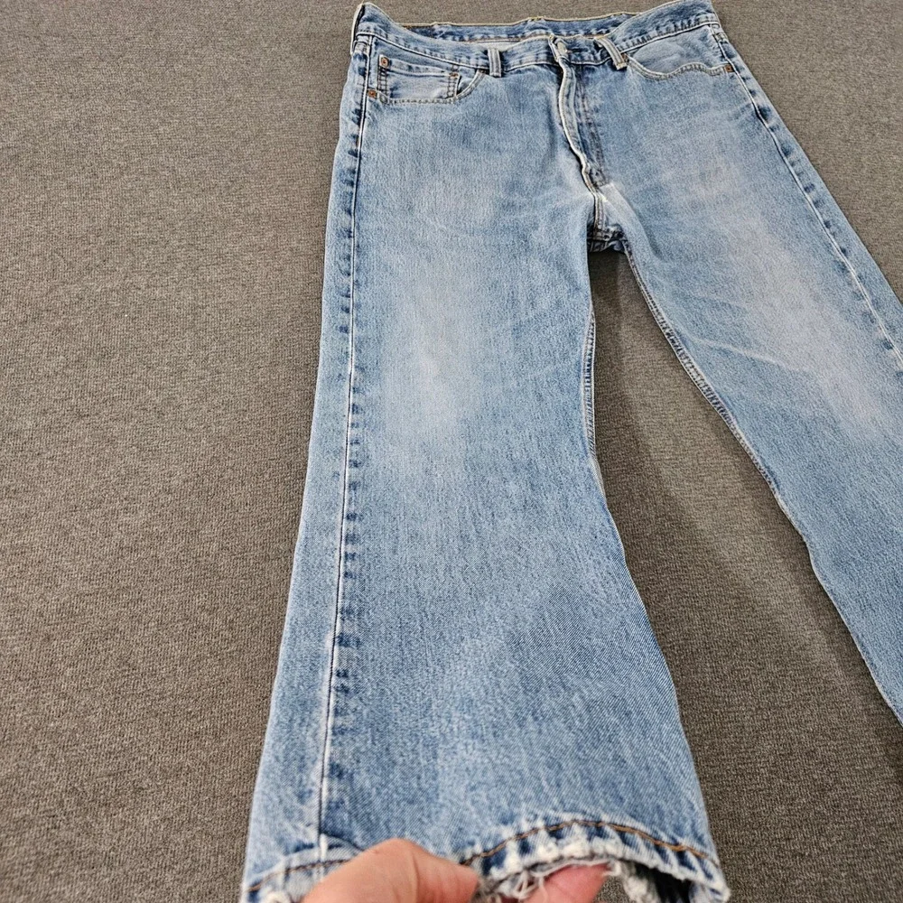 Levis 505 Regular Fit Light Wash Straight Leg Denim Jeans Mens 38x30 Blue - Picture 11 of 16